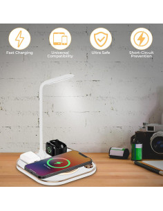 Lámpara de Escritorio LED Multifuncional LetLex 3 en 1 - Cargador Inalámbrico Qi 15W 2