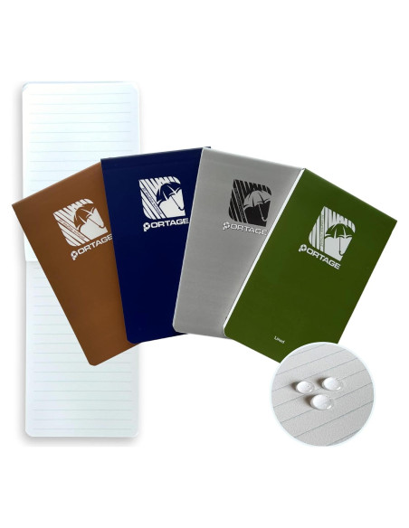 Cuadernos Portage - Paquete de 4 Cuadernos Impermeables 7.6x12.7 cm