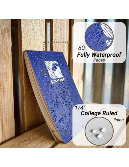 Cuadernos Portage - Paquete de 4 Cuadernos Impermeables 7.6x12.7 cm