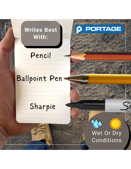 Cuadernos Portage - Paquete de 4 Cuadernos Impermeables 7.6x12.7 cm