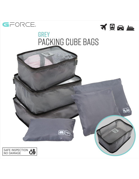 Juego de Viaje GForce 6 Piezas - Bolsas y Cubos de Embalaje Juego de Viaje GForce 6 Piezas - Bolsas y Cubos de Embalaje