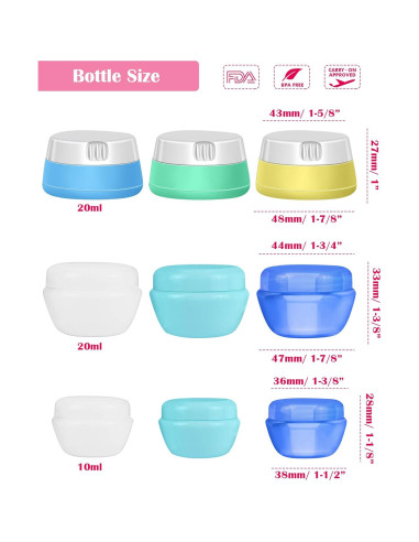 Set de Botellas de Viaje Selizo 9 Piezas Silicona y Plástico