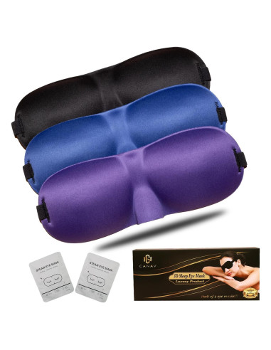 Máscara para dormir CANAV 100% bloqueo de luz + 2 máscaras de vapor