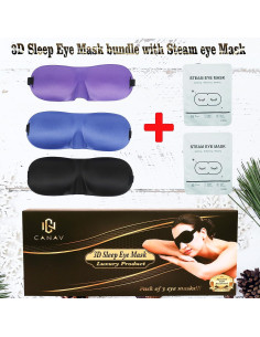 Máscara para dormir CANAV 100% bloqueo de luz + 2 máscaras de vapor 2