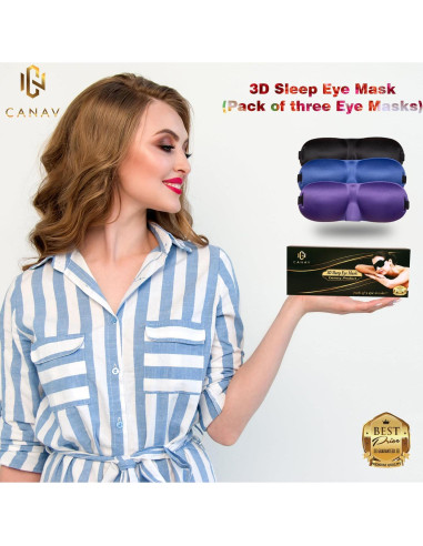 Máscara para dormir CANAV 100% bloqueo de luz + 2 máscaras de vapor