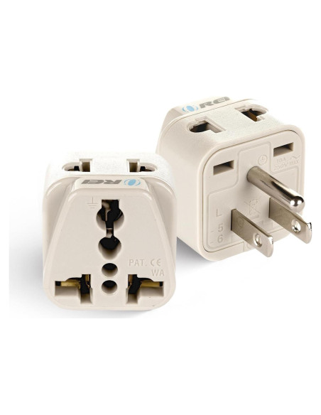 Adaptador de Enchufe de Viaje OREI Tipo B - Paquete de 2