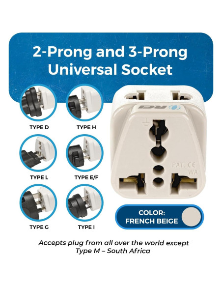 Adaptador de Enchufe de Viaje OREI Tipo B - Paquete de 2