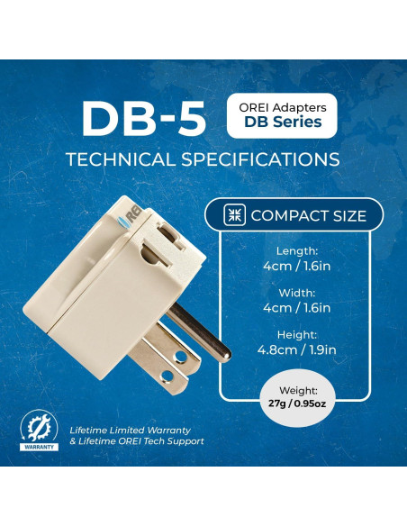 Adaptador de Enchufe de Viaje OREI Tipo B - Paquete de 2