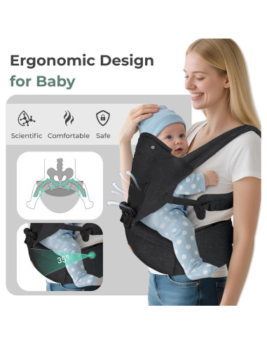 Portabebés FRUITEAM 6-en-1 Ajustable con Asiento de Cadera