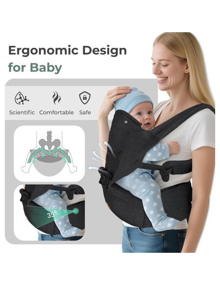 Portabebés FRUITEAM 6-en-1 Ajustable con Asiento de Cadera