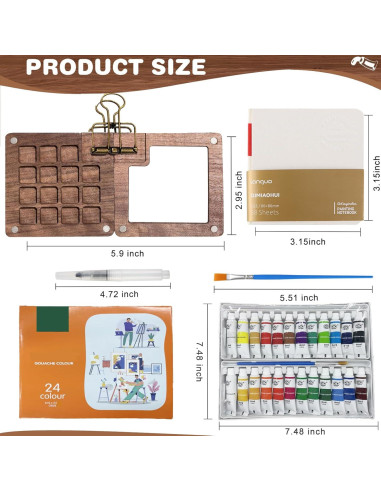 Juego de Acuarelas de Viaje GROTOLY 15 Rejillas 120ml