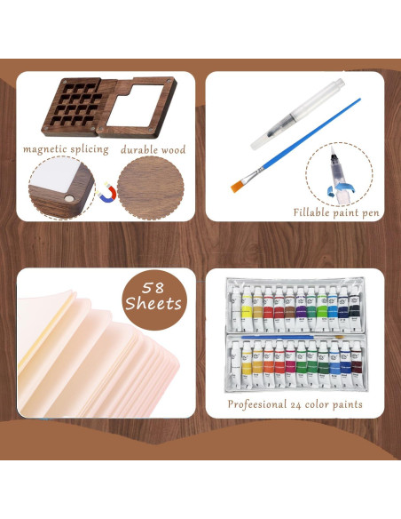 Juego de Acuarelas de Viaje GROTOLY 15 Rejillas 120ml