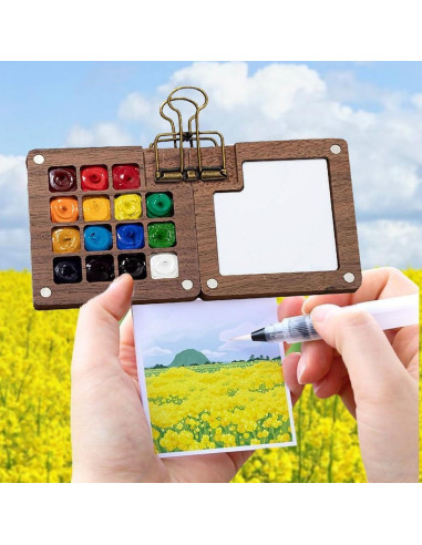 Juego de Acuarelas de Viaje GROTOLY 15 Rejillas 120ml