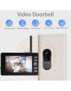 Timbre de Video Inalámbrico Winnes M15C con Pantalla 4.3" 2