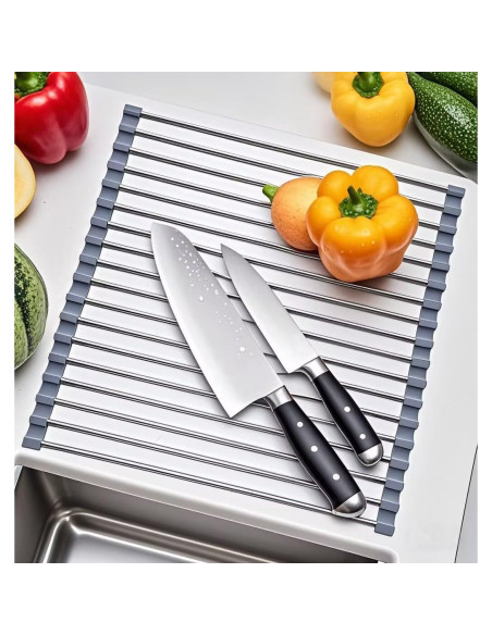 Escurridor de Platos Plegable D DrNeeko, Acero Inoxidable 36.8x35.6cm