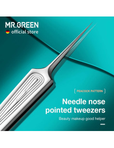 Pinzas de Pelo Encarnado MR.GREEN Punta de Aguja Ergonómicas 2