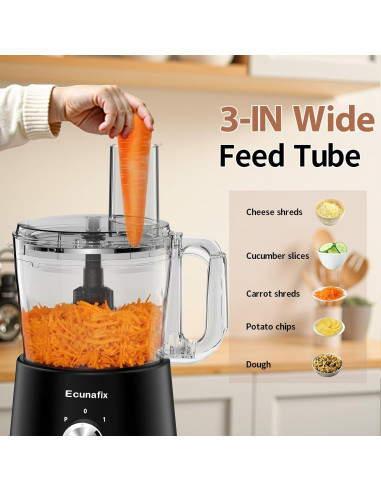 Procesador de Alimentos Ecunafix E02 600W 12 Tazas Libre BPA