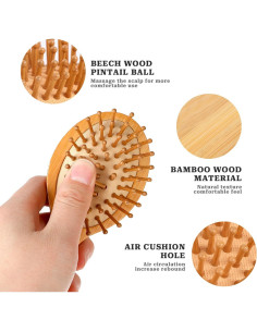 Cepillo de Bambú MOZEAT LENS para Crecimiento del Cabello 14x6cm 2