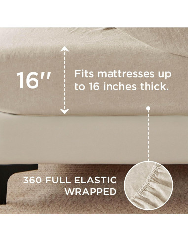 Sábanas King Bedsure de Lino y Algodón - 4 Piezas Transpirables