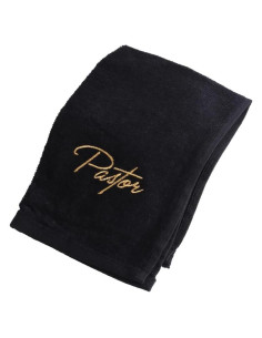 Toalla de Mano Pastor Swanson Negra con Bordado Dorado