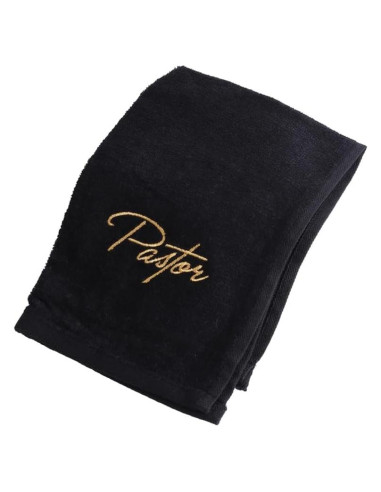 Toalla de Mano Pastor Swanson Negra con Bordado Dorado