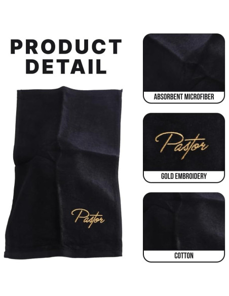 Toalla de Mano Pastor Swanson Negra con Bordado Dorado