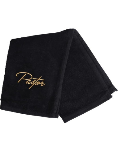 Toalla de Mano Pastor Swanson Negra con Bordado Dorado