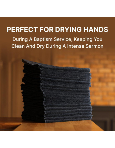 Toalla de Mano Pastor Swanson Negra con Bordado Dorado