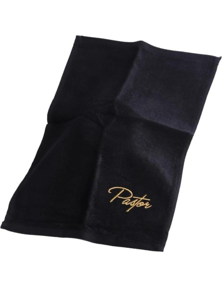 Toalla de Mano Pastor Swanson Negra con Bordado Dorado
