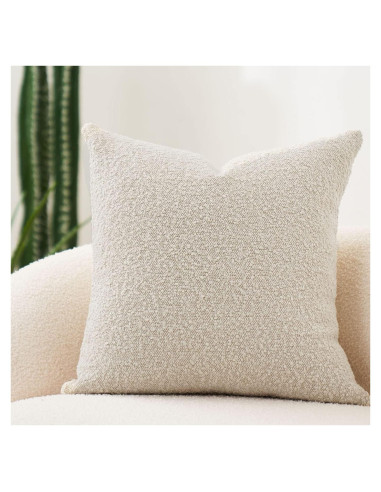 Funda de Almohada Decorativa DOMVITUS Boucle 60x60 Crema Mantequilla