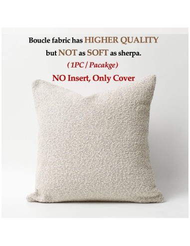 Funda de Almohada Decorativa DOMVITUS Boucle 60x60 Crema Mantequilla