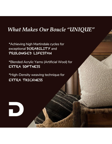 Funda de Almohada Decorativa DOMVITUS Boucle 60x60 Crema Mantequilla