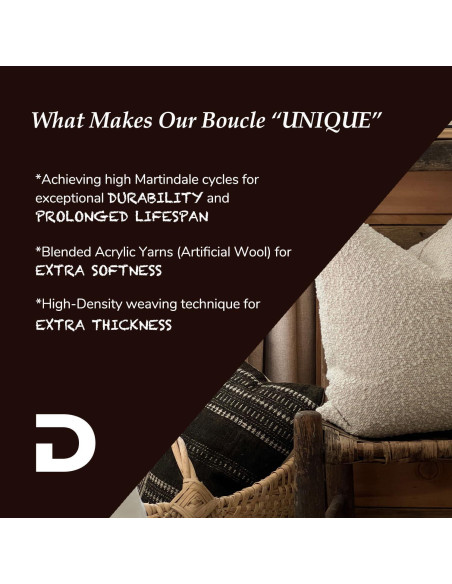 Funda de Almohada Decorativa DOMVITUS Boucle 60x60 Crema Mantequilla