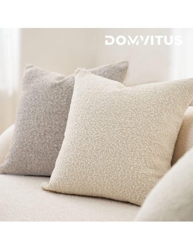 Funda de Almohada Decorativa DOMVITUS Boucle 60x60 Crema Mantequilla