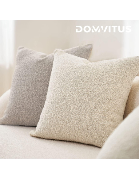 Funda de Almohada Decorativa DOMVITUS Boucle 60x60 Crema Mantequilla