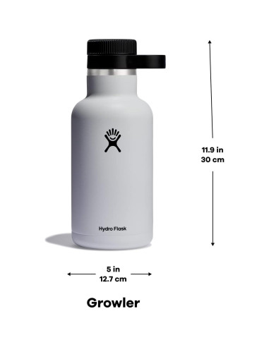 Growler de Cerveza Hydro Flask 1.89L Acero Inoxidable Gris