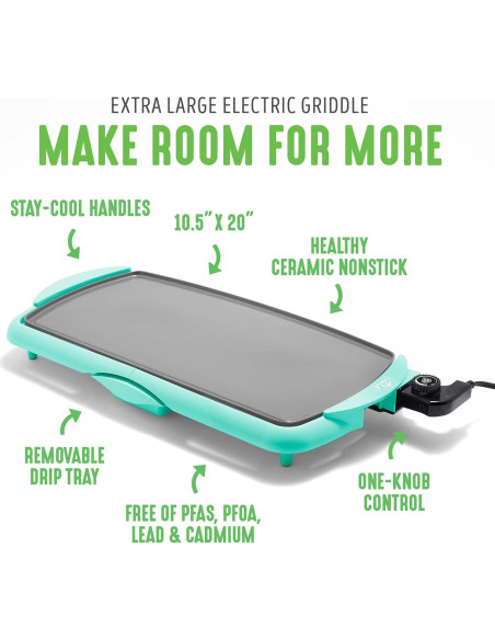 Plancha Eléctrica Extra Grande GreenLife 50.8 cm Cerámica Antiadherente