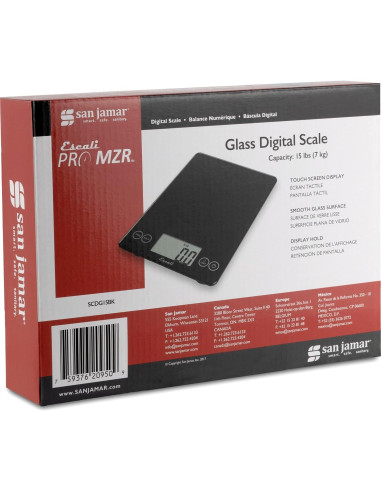 Balanza Digital de Cocina San Jamar SCDG15BK 6.8 kg Negra