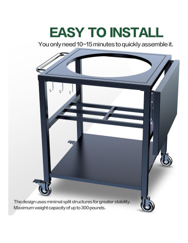 Mesa de Parrilla Glacenox para Big Green Egg - Metal Resistente, 150kg