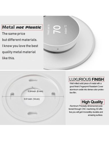 Placa Metálica Blanca POPMAS para Termostato Google Nest 2020