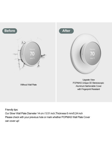Placa Metálica Blanca POPMAS para Termostato Google Nest 2020