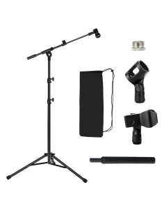 Soporte de Micrófono de Trípode Ajustable con Brazo Boom - Negro