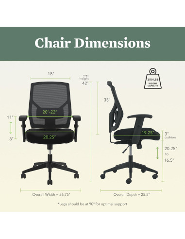 Silla de Oficina Ergonómica HON Crio Respaldo Alto Negra