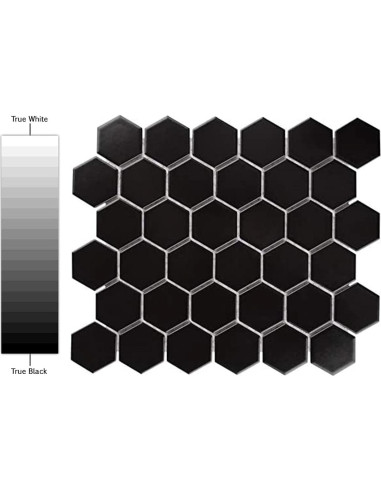 Mosaico de Porcelana Hexagonal Tenedos 31.75x29.21 cm Negro Mate