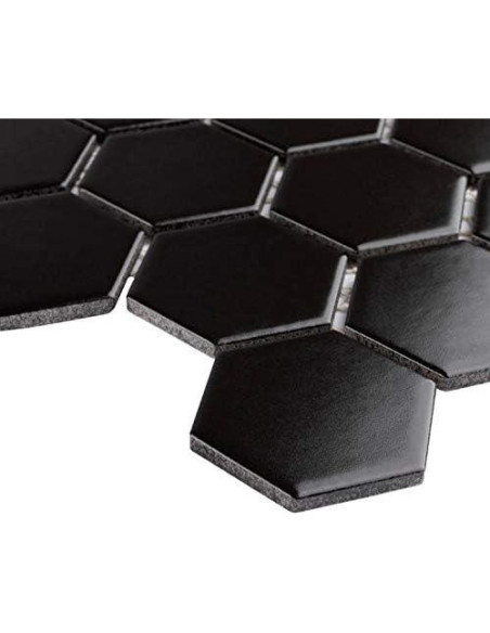 Mosaico de Porcelana Hexagonal Tenedos 31.75x29.21 cm Negro Mate