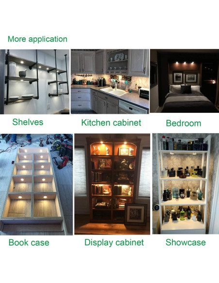 AIBOO Kit de 6 Luces LED Puck Regulables para Cocina 12V