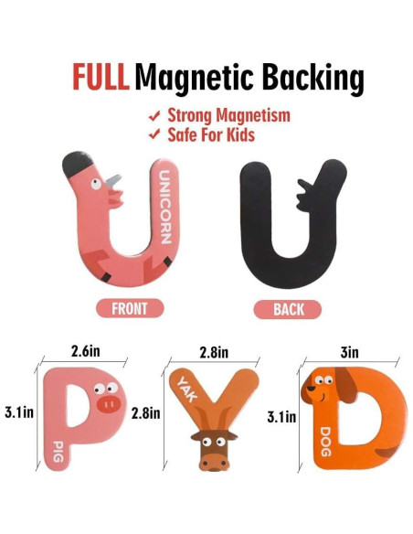 Letras Magnéticas Jumbo JCREN Animales 26 Piezas para Niños