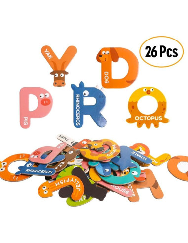 Letras Magnéticas Jumbo JCREN Animales 26 Piezas para Niños