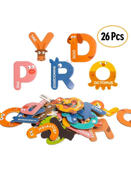 Letras Magnéticas Jumbo JCREN Animales 26 Piezas para Niños
