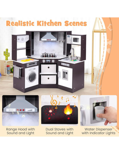 Juego de Cocina de Esquina Costzon para Niños con Agua y Sonido Juego de Cocina de Esquina Costzon para Niños con Agua y Sonido